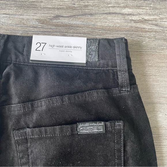 NWT 7 For All Mankind High Waist Button Fly Velvet Ankle Skinny Pants Black 27 - Picture 6 of 9